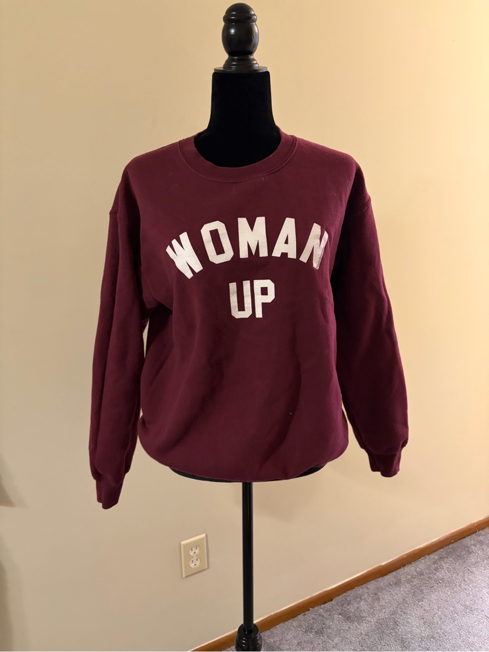 Gildan Maroon 'Woman Up' Crewneck Sweatshirt